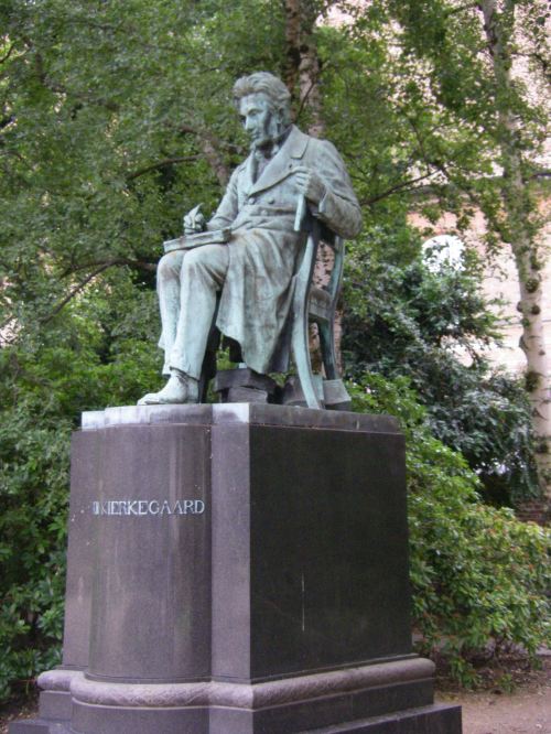 A Søren Kierkegaard statue.  Doesn't he look good up there!